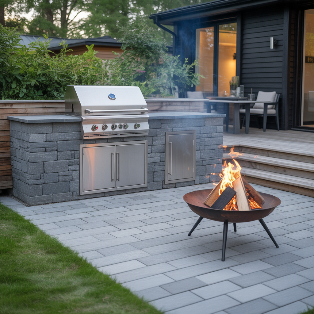 6.Ar stenbelaggning brandsakert vid grill och eldstad